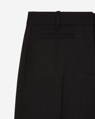 Wide-leg pants with black wool stripe