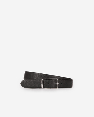 Reversible belt in black grained leather