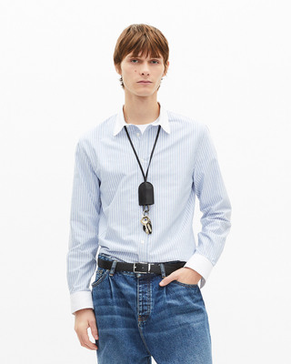Reversible belt in black grained leather