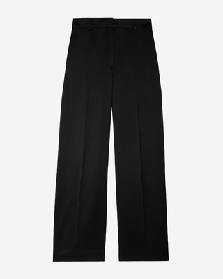 Black satin wide-leg pants