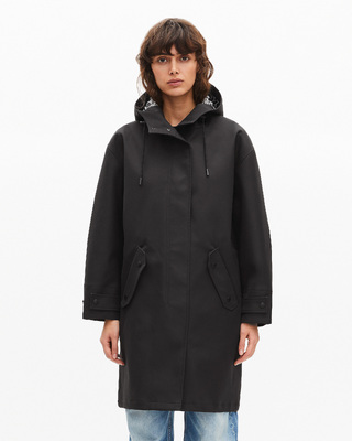 Long black hooded parka