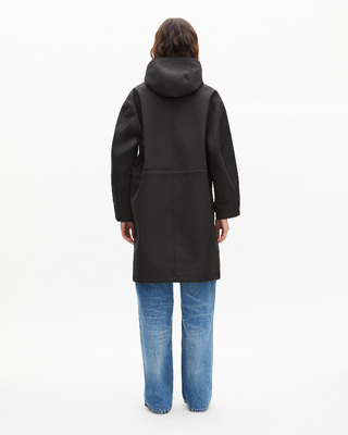 Long black hooded parka