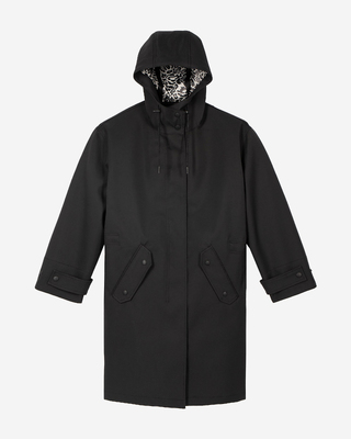 Long black hooded parka