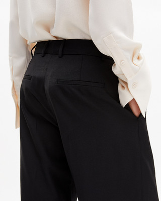 Black wool wide-leg pants