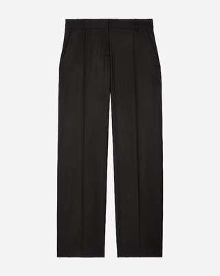 Black wool wide-leg pants