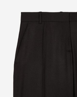 Black wool wide-leg pants