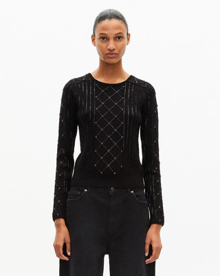 Black rhinestone and pearl sweater