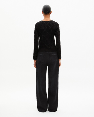 Black rhinestone and pearl sweater