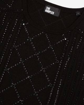 Black rhinestone and pearl sweater