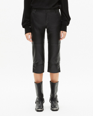 Black leather capri pants