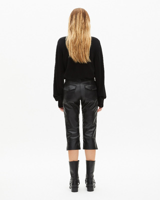 Black leather capri pants