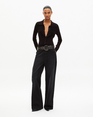 Black rib-knit bodysuit