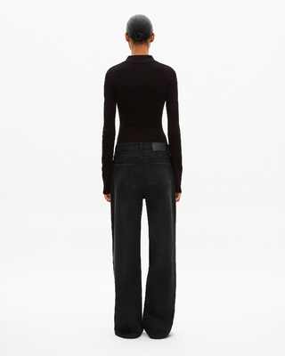 Black rib-knit bodysuit