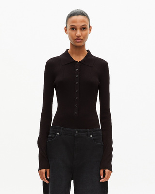 Black rib-knit bodysuit