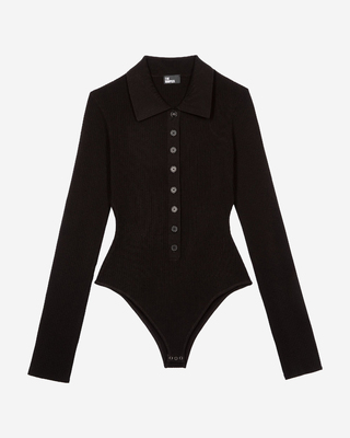 Black rib-knit bodysuit