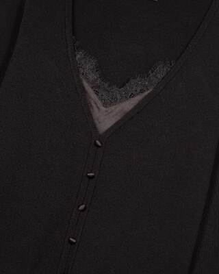 Trompe l'oeil effect sweater with black lace