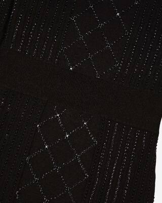 Short knitted dress with rhinestones and pearls, black