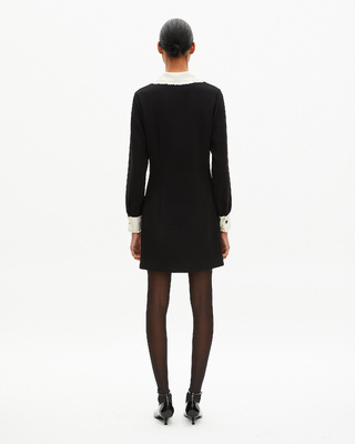 Short black dress with contrasting collar