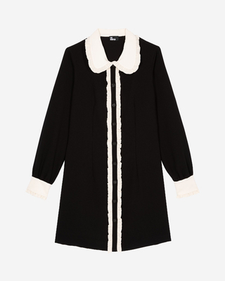 Short black dress with contrasting collar