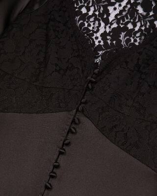 Silk maxi dress with black lace