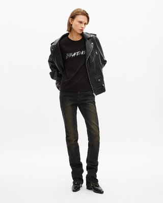 'What Is' T-shirt in black metallic finish