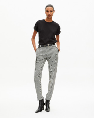 Straight black cotton-blend T-shirt