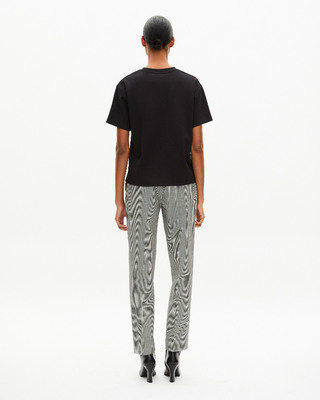 Straight black cotton-blend T-shirt
