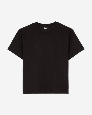 Straight black cotton-blend T-shirt