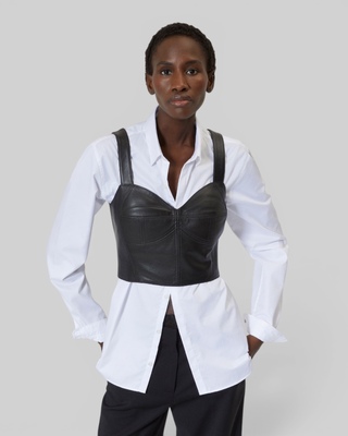 Black leather bustier top