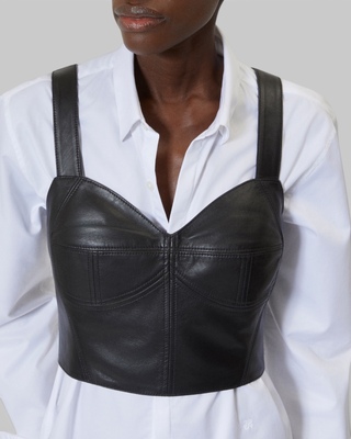 Black leather bustier top