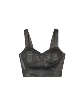 Black leather bustier top