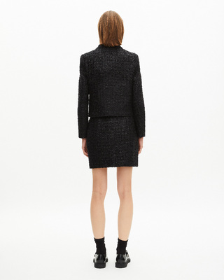Short jacket in shiny black tweed