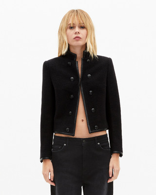 Officer-style jacket in black wool