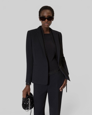 Suit jacket with black lace band