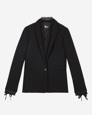 Suit jacket with black lace band