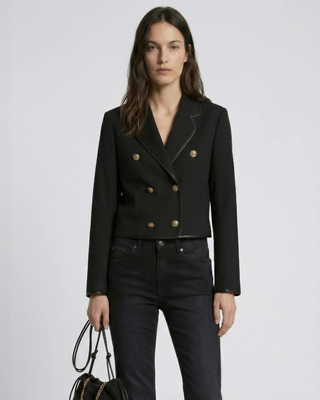 Short black wool-blend jacket