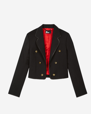 Short black wool-blend jacket
