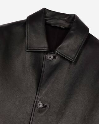 Black leather mid-length coat