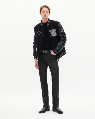 Black leather varsity jacket The Kooples x SCHOTT NYC