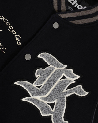 Black leather varsity jacket The Kooples x SCHOTT NYC