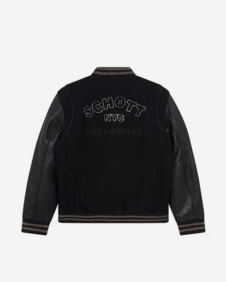 Black leather varsity jacket The Kooples x SCHOTT NYC