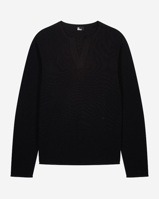 Black tunisian collar sweater