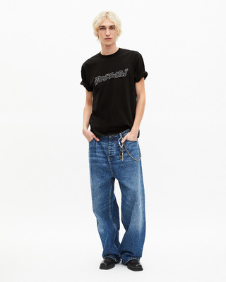 Black What Is denim patch t-shirt