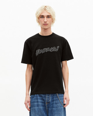 Black What Is denim patch t-shirt