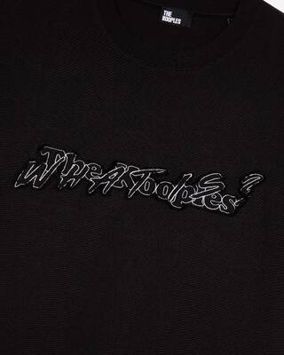 Black What Is denim patch t-shirt