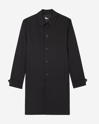 Black single-breasted trench coat