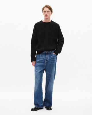 Black wool cable sweater