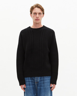 Black wool cable sweater