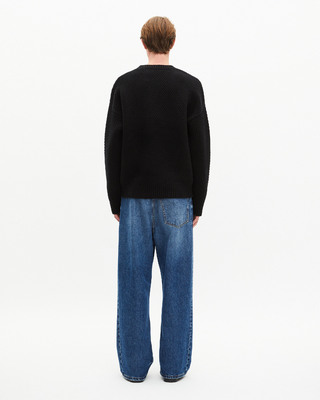 Black wool cable sweater