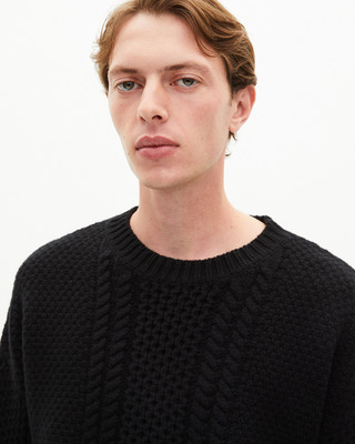 Black wool cable sweater